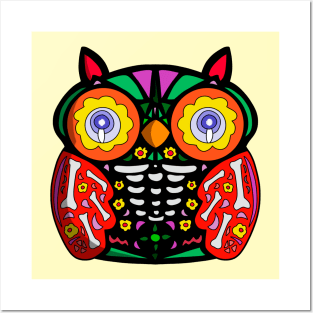 Sugar Skull Owl Posters and Art